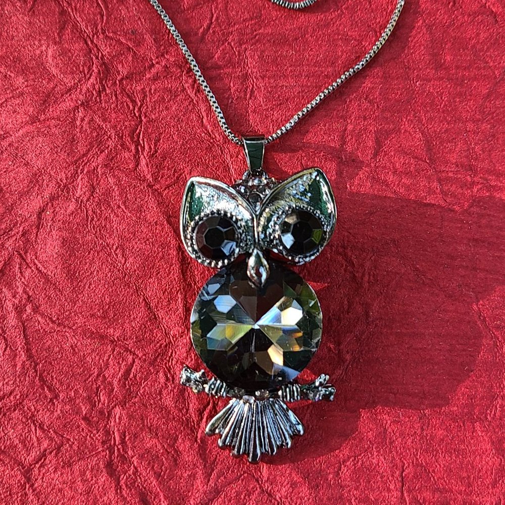Crystal Glass pendant necklace-Girls necklace-Owl necklace-Fashion Jewelry